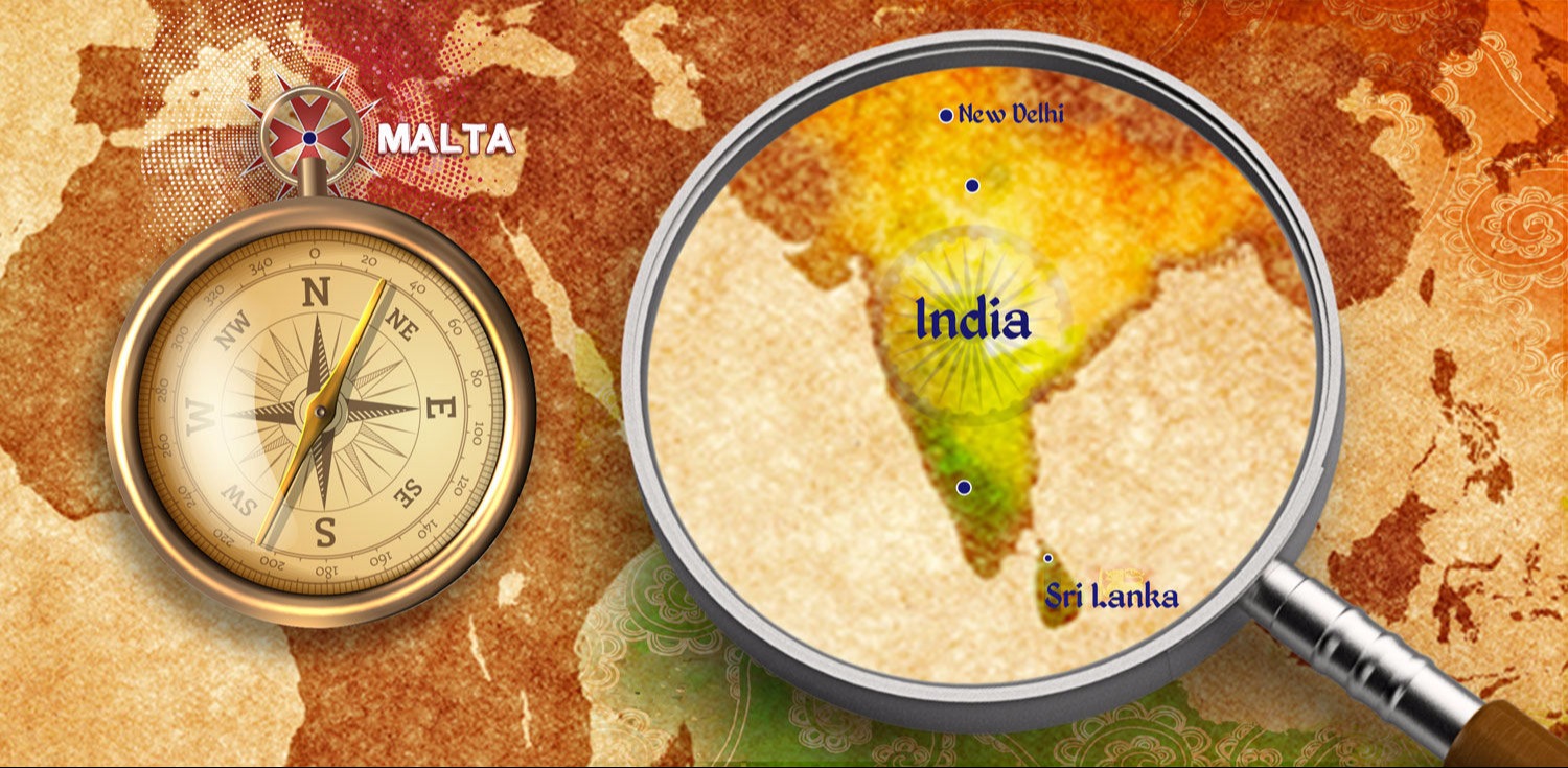Map Malta and India